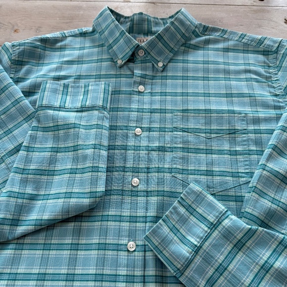 LL Bean Blue Plaid L/S Comfort Stretch Oxford Button Down Shirt 510031 Men's XLT - Picture 3 of 8